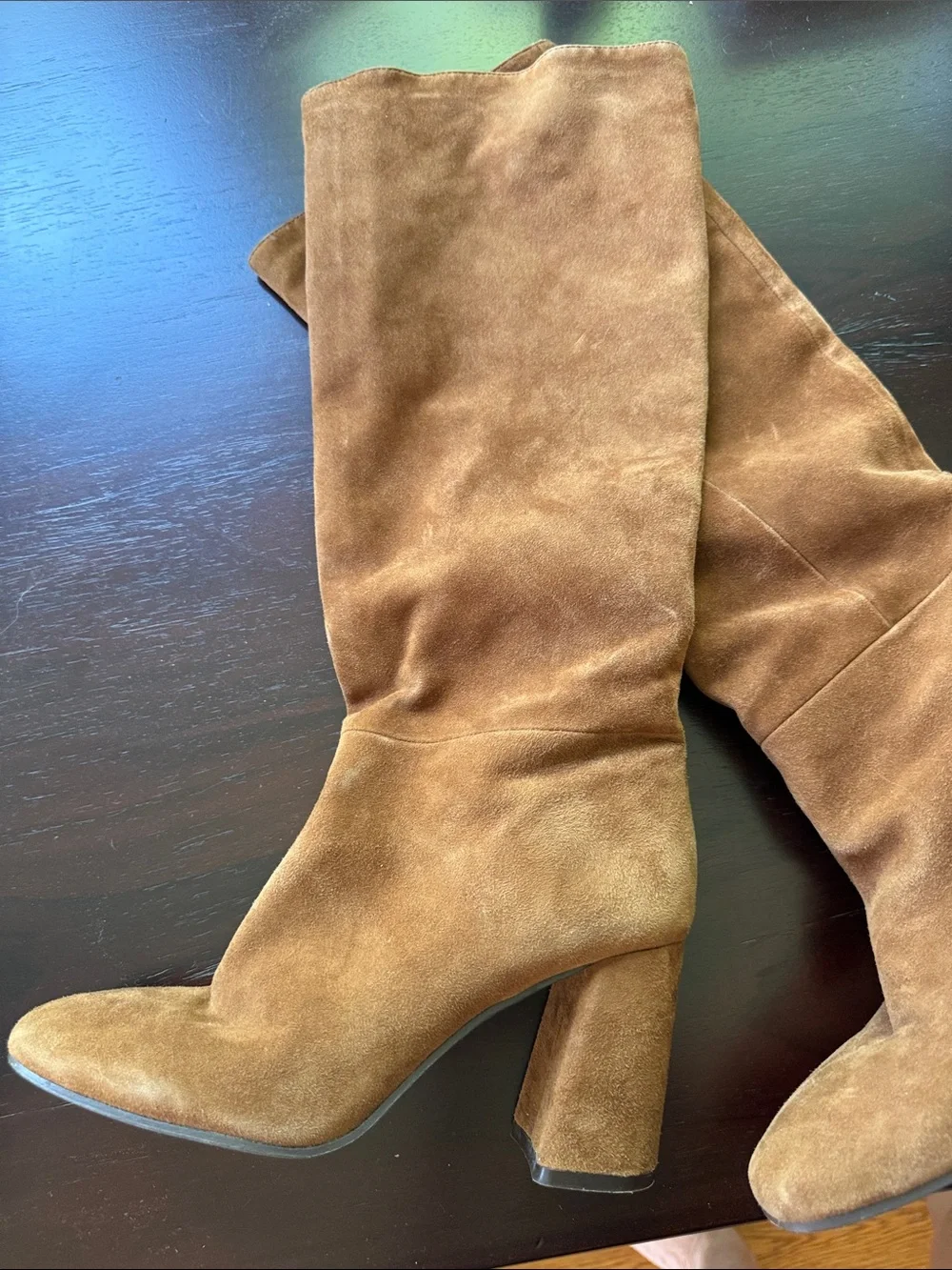 Alice + Olivia Chestnut Suede Over-the-Knee Block Heel Boots